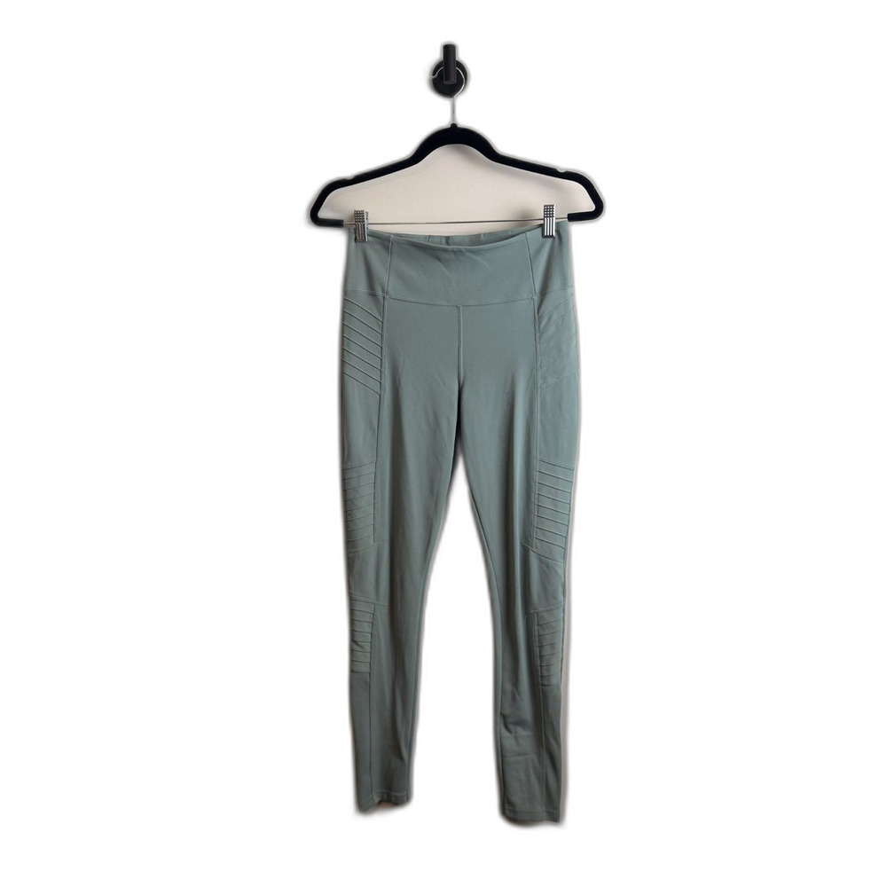 Athleta Delancey Moto Tight Leggings Women Small Green High Rise Zip Ankle 27” - Picture 2 of 16